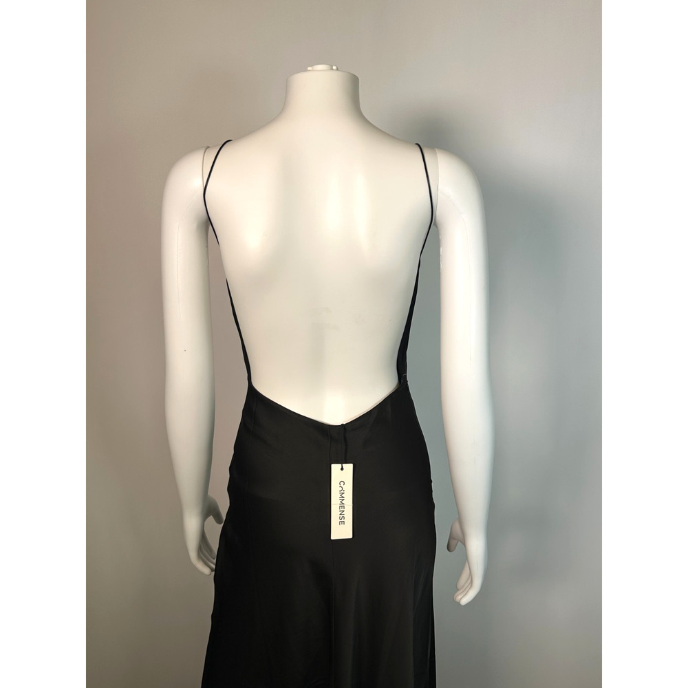 NWT Commense Black Satin Backless Maxi Dress Size XS Minimalist Slip EveningGown - Picture 4 of 8